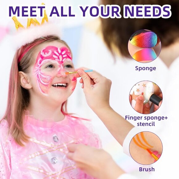 Face Paint Stencils Kit Reusable Body Art Templates for Halloween Parties - Picture 5 of 7